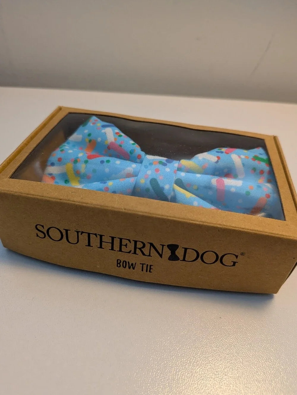 Southern Paws Southern Dog Confetti Birthday Sprinkle Blue Dog Bow Tie NIB